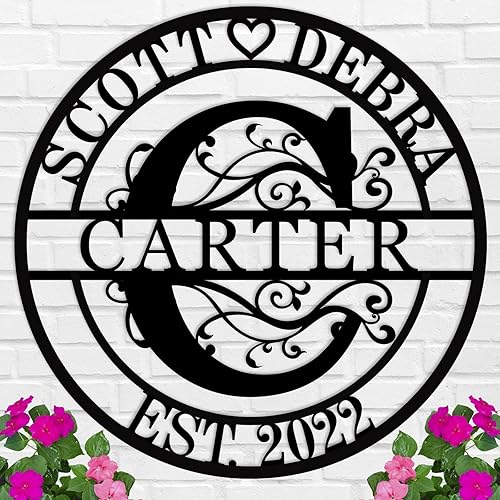 Regalos de boda para parejas, letreros de apellido para el hogar, letreros de metal personalizados, monograma, decoración de pared, letrero de