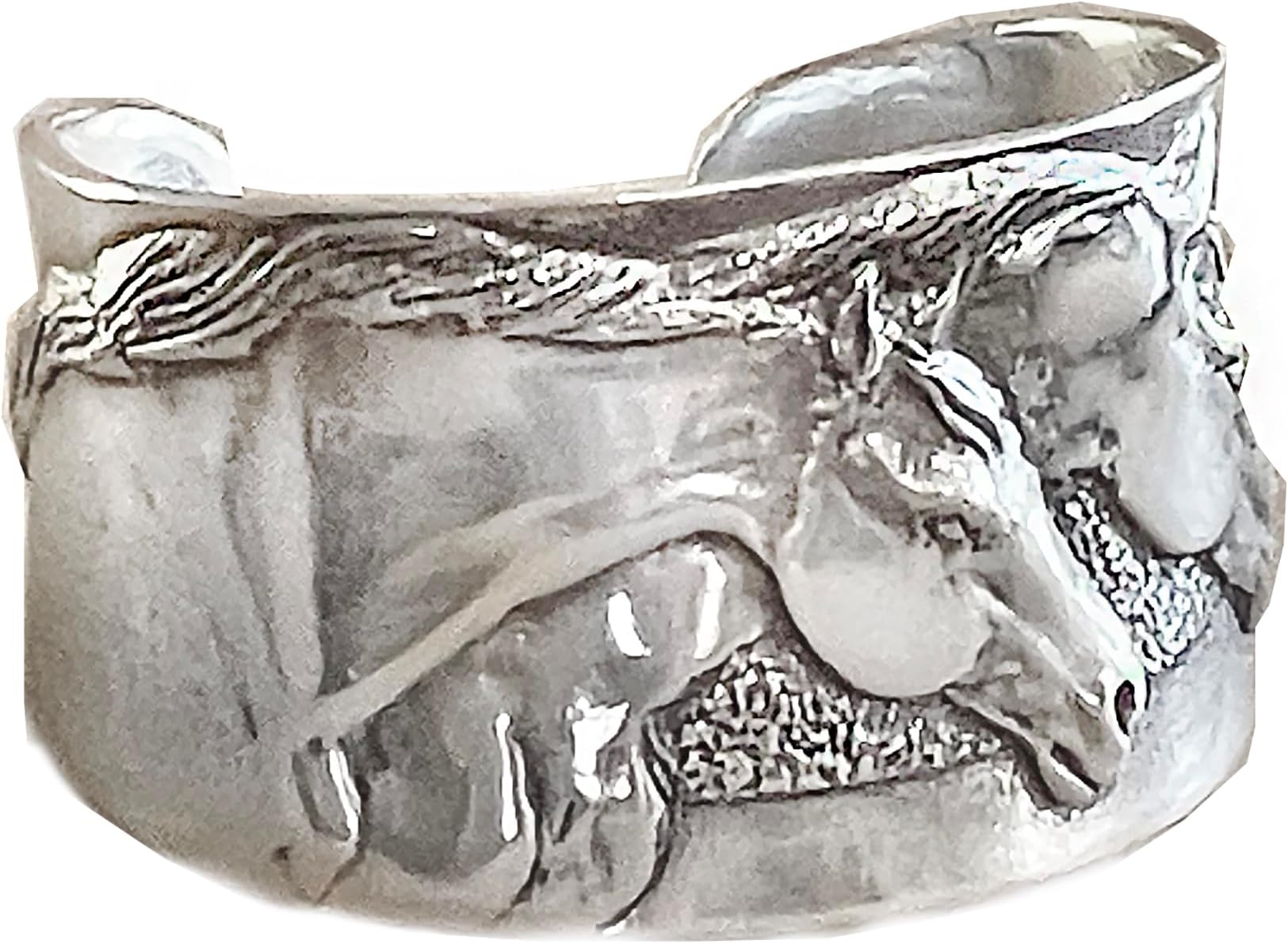 bracelet, Two Horse Heads cuff bracelet handmade USA.