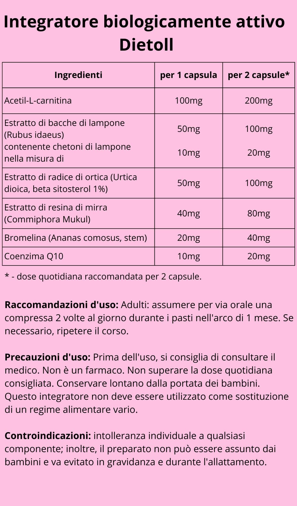 Dietoll - Integratore Dietetico per Dieta Chetogenica, 20 Capsule con Coenzima Q10