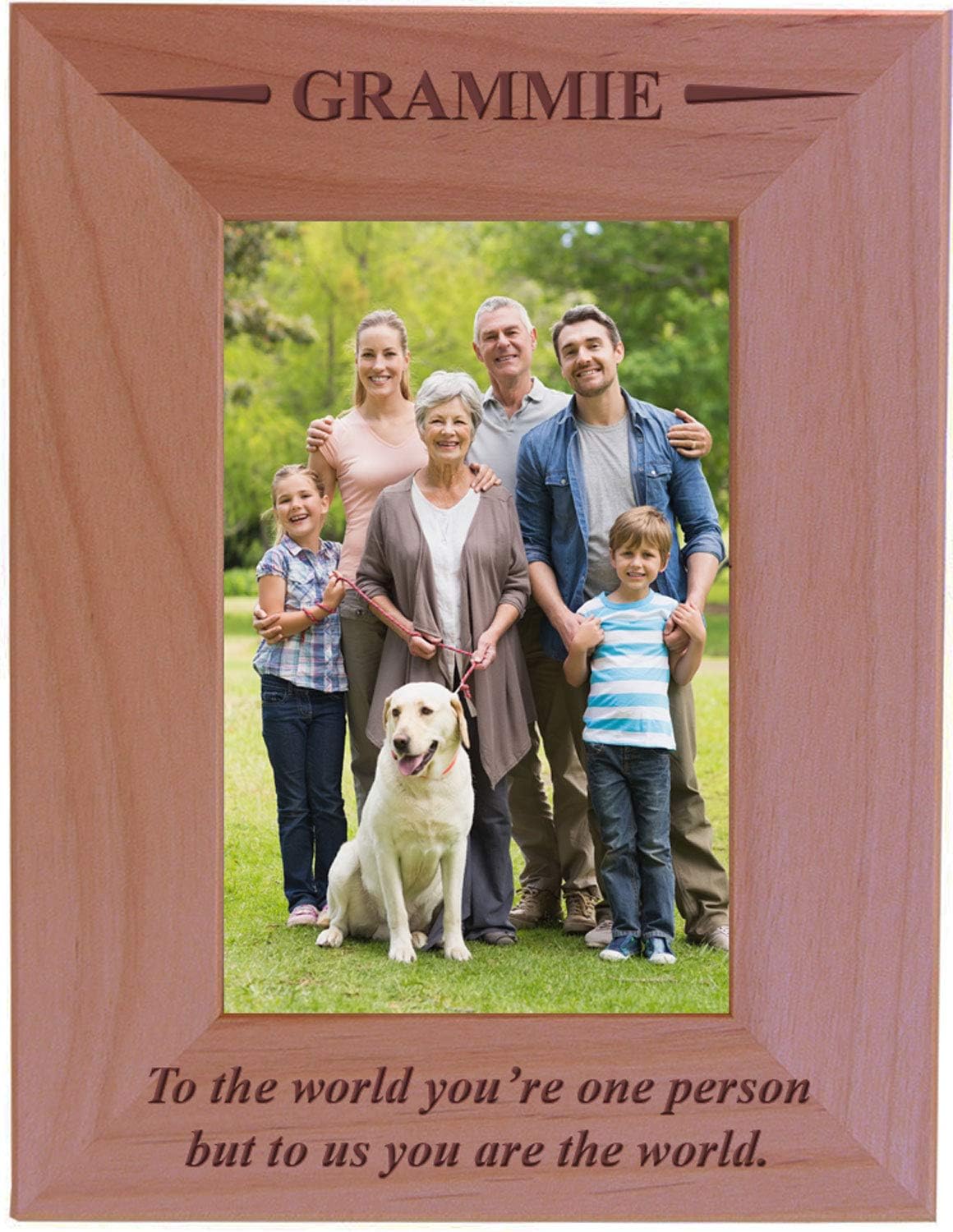 CustomGiftsNow Grammie - to The World You're one Person but to us You are The World - Engraved Wood Picture Frame (5x7 Horizontal)