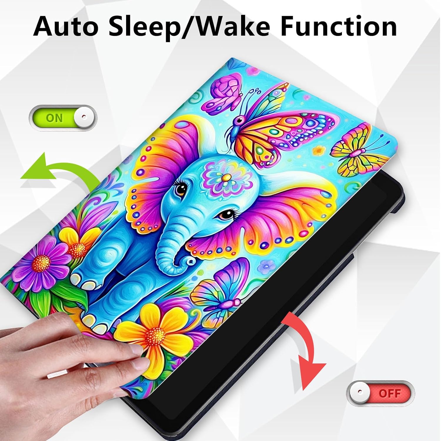 Case for iPad (A16) 11th Generation 11 Inch 2025, iPad 10th Generation 10.9 inch 2022,360 Degree Rotating Stand Smart Protective Cover Case for i Pad 11th / 10 th Gen,Elephant Butterfliy Flower