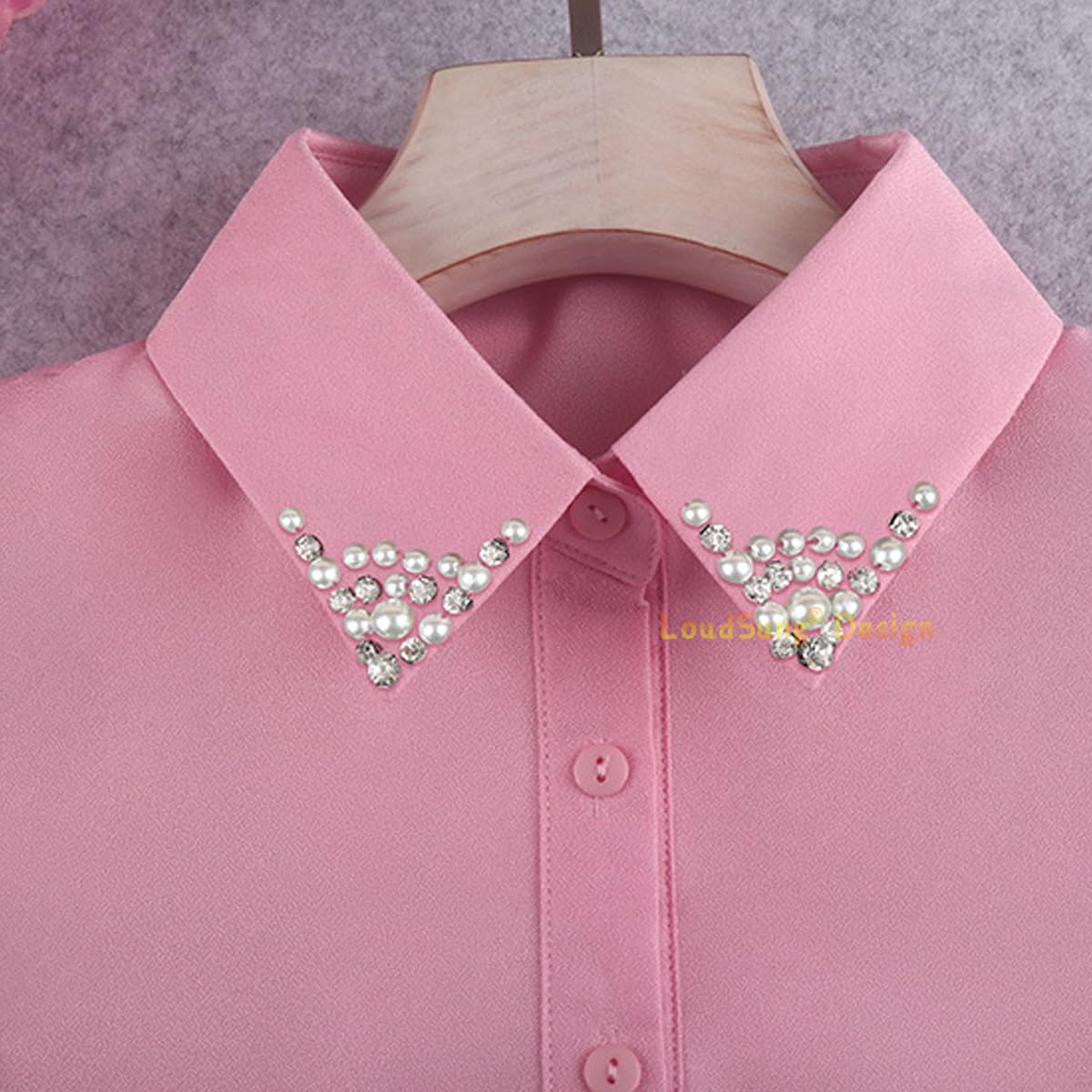 LoudSung FAKE HALLAR Abnehmbares Halbhemd -Hemdbluse falsche Kragen Sets elegante Diamantreine Farbe für Frauen Mädchen 3pcs