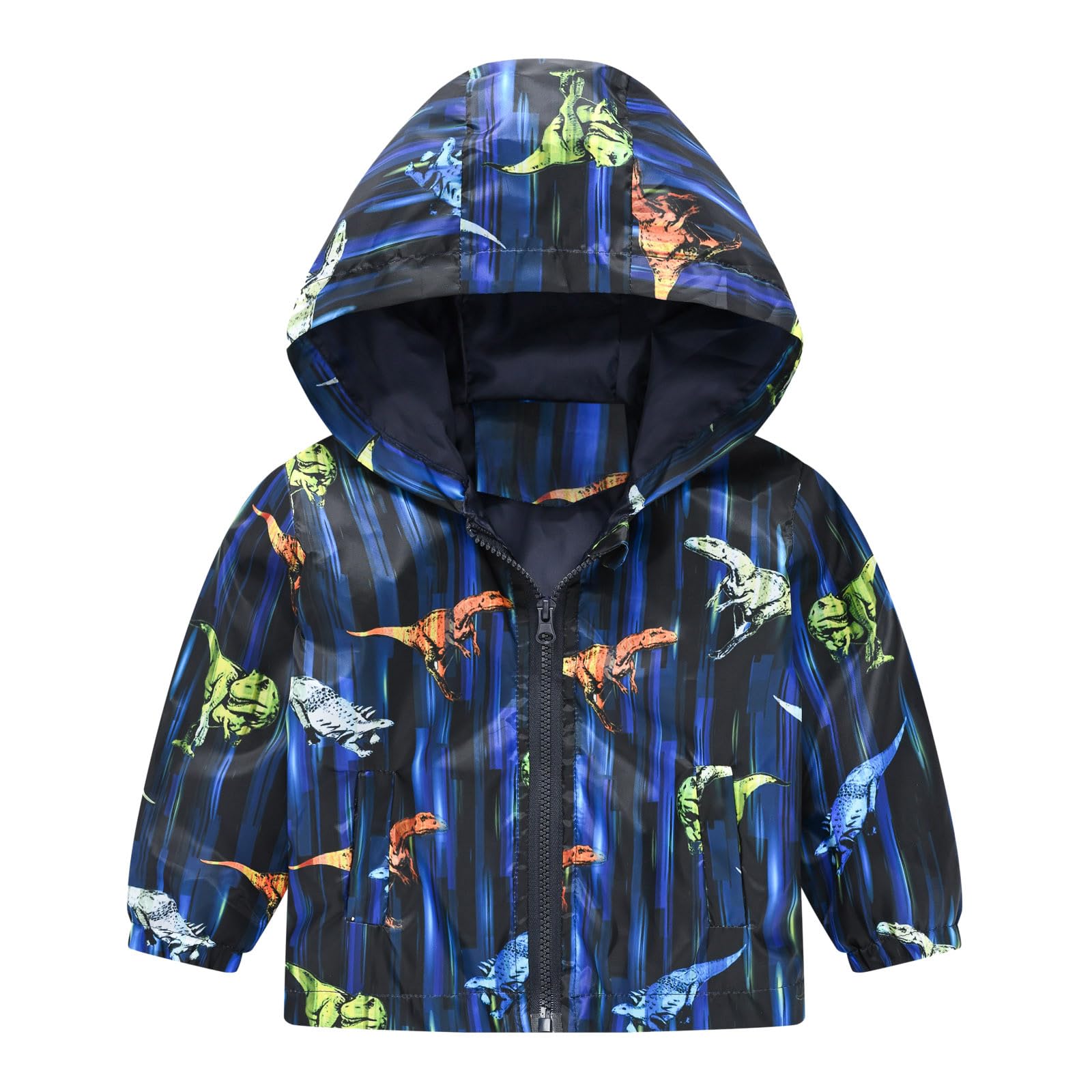 Manteau Léger Enfant 3-6 Ans Avec Capuche - Imprimé Dessin Animé, Coupe-vent, Fermeture éclair, Manches Longues