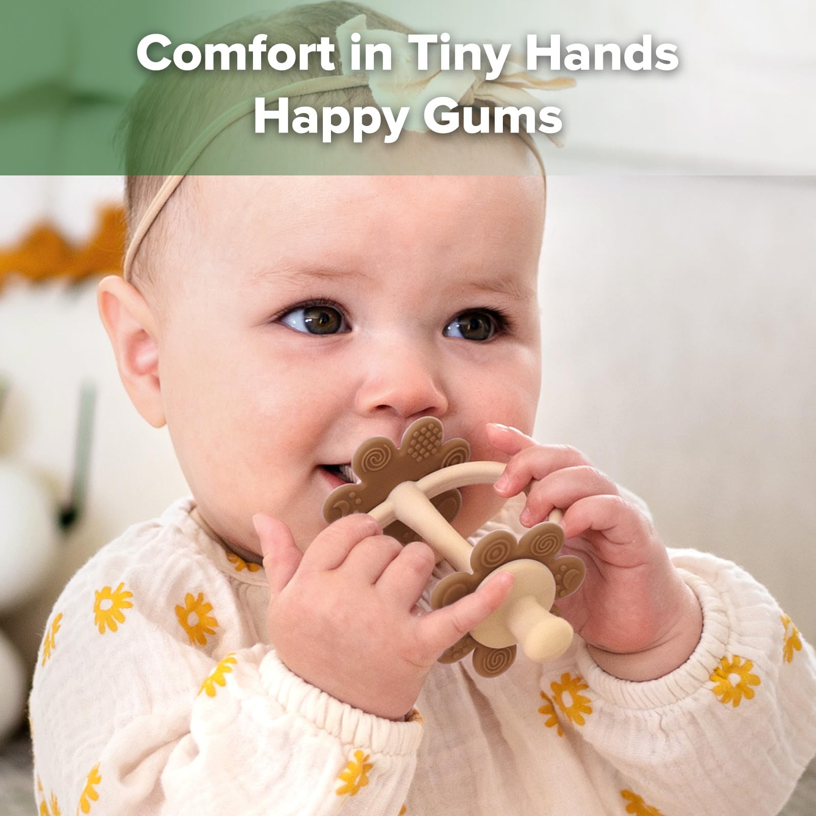 Haakaa Silicone Baby Teether Toys for 3M Babies Easy to Grip Cocoa | Nipple-Shaped End for Gum Massage 360 Baby Toothbrush Head for Self-Brushing Training product thumbnail 3