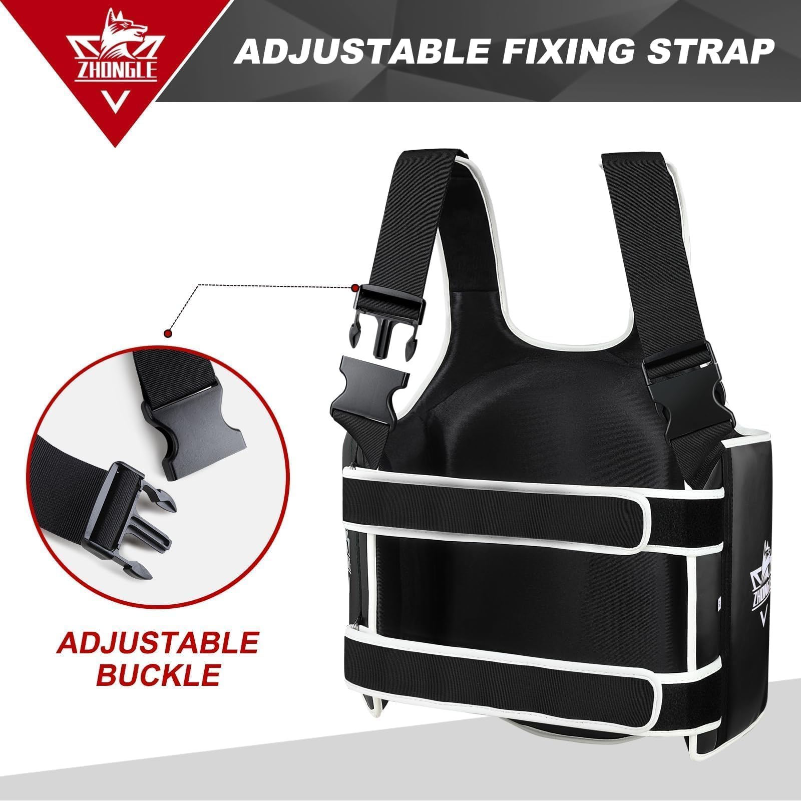 Boxing Chest Protector Adjustable MMA Taekwondo Muay Thai Chest Protector, Boxing Training Heavy Fist, Adjustable Shield, Martial Arts Upper Abdomen Protective Pad, Taekwondo
