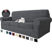 MAXIJIN 4 Piece Couch Covers for 3 Cushion Couch Super Stretch Sofa Cover for Dogs Pet Proof Fitted Furniture Protector Spandex Jacquard Non Slip Magic Couch Slipcover Washable Large, Gray