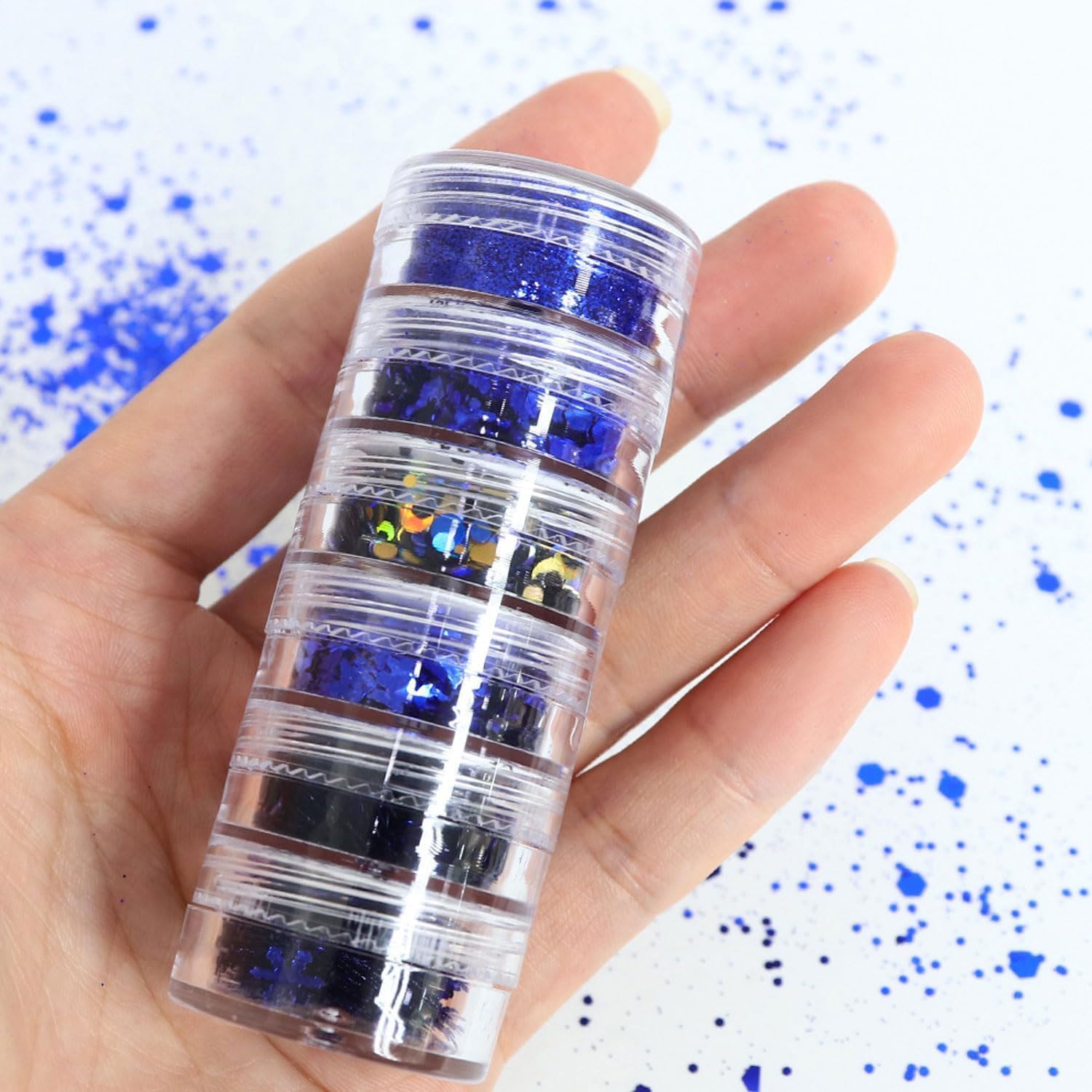Christmas Nail Art Sequin,Holographic Blue Snowflake Round Butterfly Heart Nail Glitter Flakes For Manicure Design Decoration,Fine Nail Glitter Powder Christmas Nail Decor Body Makeup (Blue Snowflake)