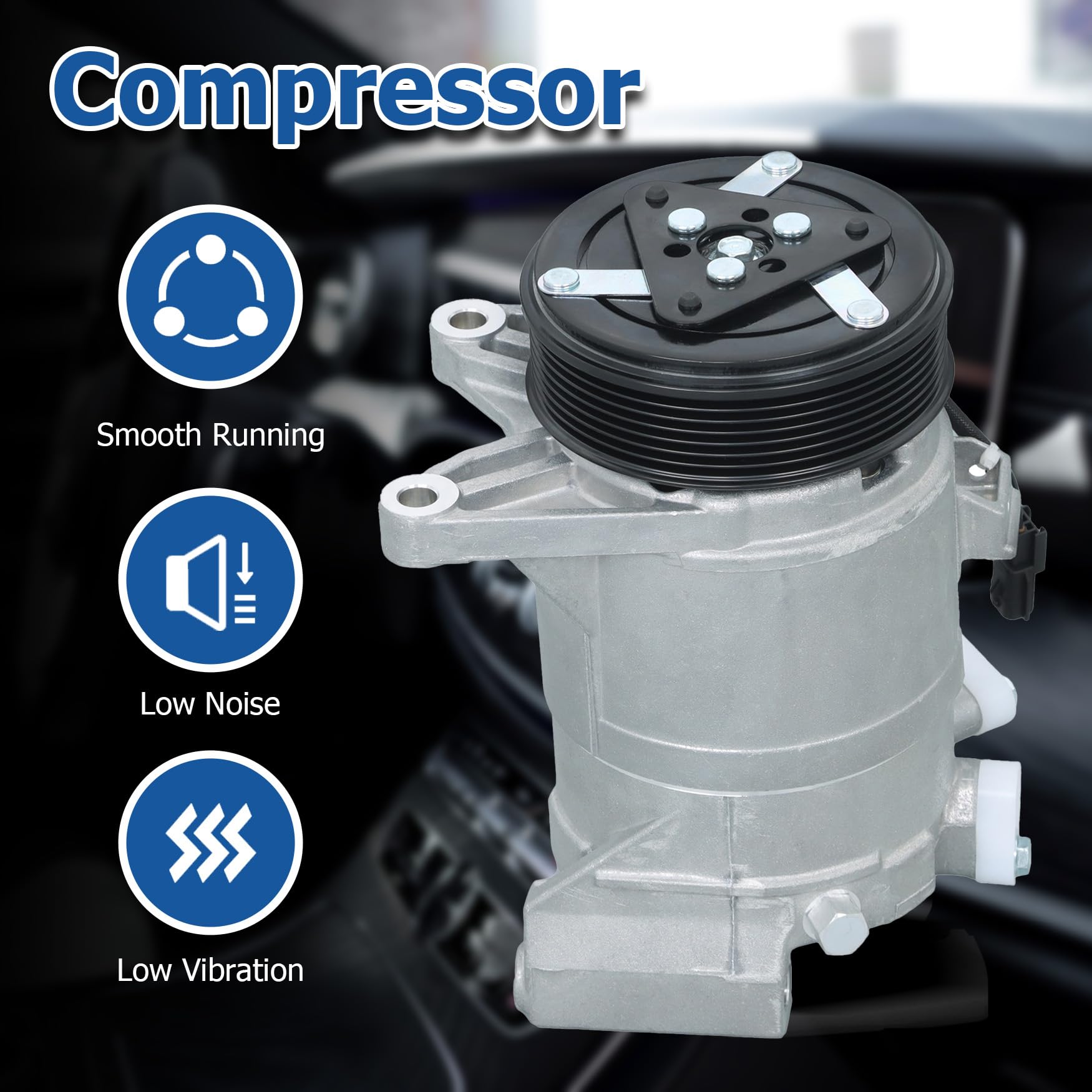 WFLNHB Compresor de CA y embrague A/C, puertos A/C 7 ranuras de repuesto para Nissan Maxima 3.5L 2009-2014, Murano 3.5L 2009-2014, Pathfinder 3.5L 2013-2015, Quest 3.5L 2011-2015 CO 11319C