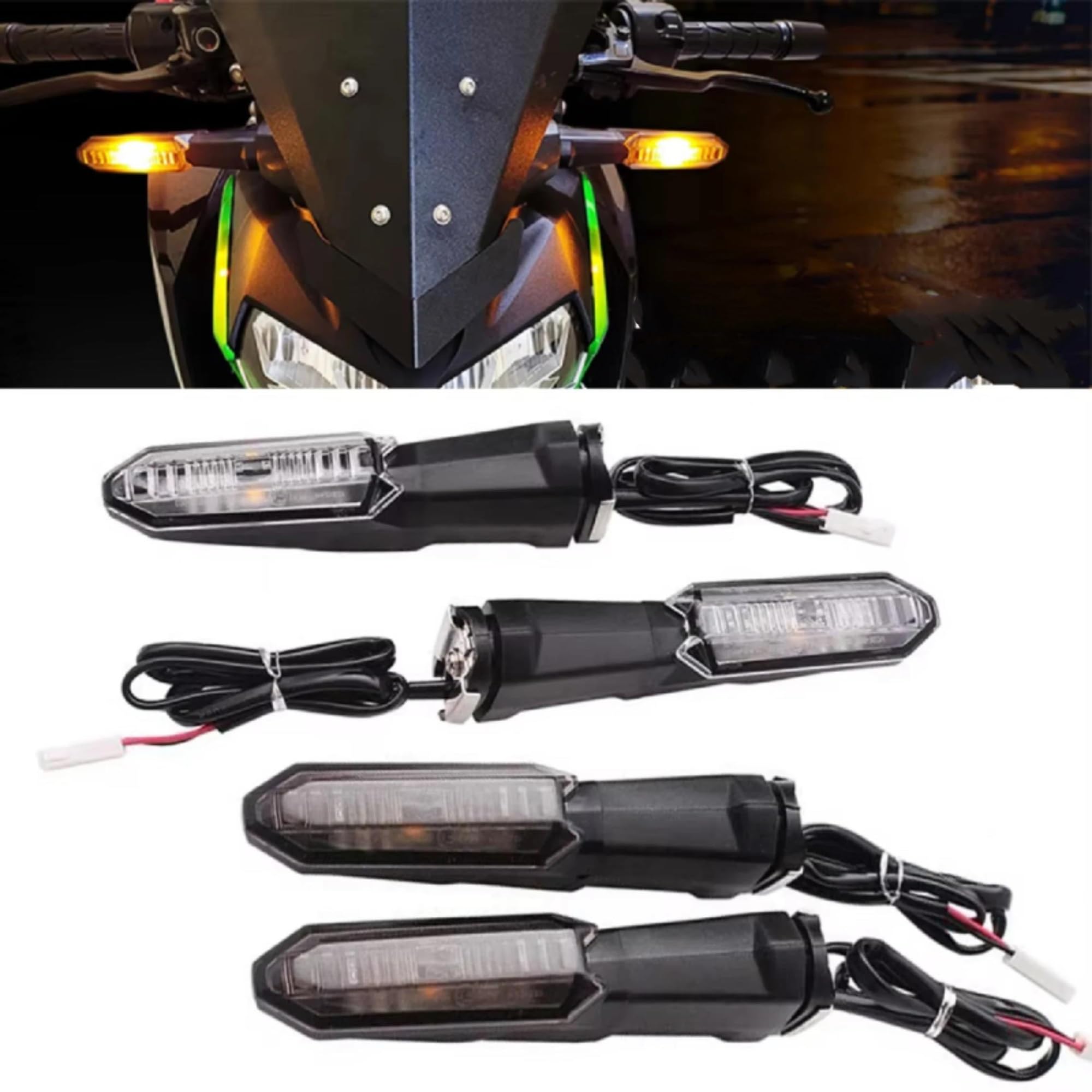 Faro Di Svolta Per Moto Per KAWASAKI Per Versys 1000 650 X250/X300 Per NINJA 1000 ZX-6R 125 250/300 400 650 ER-6N/F Luce lampeggiante indicatore(Fumo,4)