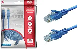 5+ Cabo De Rede, Santana Centro, Patch Cord UTP, Cat5e (RJ45), 30 Metros, Azul, 30 m