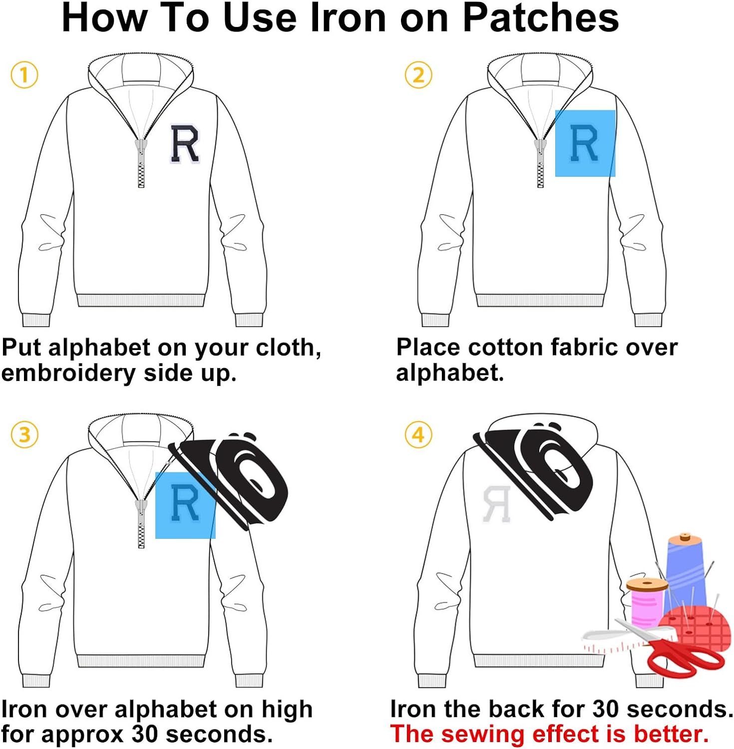 Jongdari 107pcs Iron On Letters Patches for Clothing, 1.4" Embroidery Alphabet Letterman Jacket Patche A-Z Applique for Backpack & Fabric