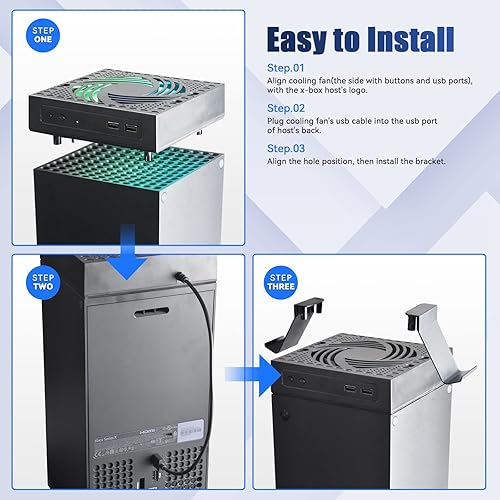 Miniatura 7 de Ventilador de refrigeración para Xbox Series X, Xbox Series X Ventilador de refrigeración con velocidad de ventilador automático ajustable por