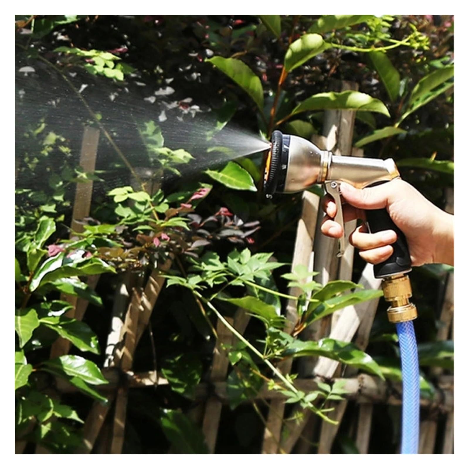 Pistolet d'arrosage avec embout multi-jets, Pulvérisateur d'eau de jardin en alliage Zinc, 8 fonctions, for arroser la pelouse et le lavage voiture, nettoyage