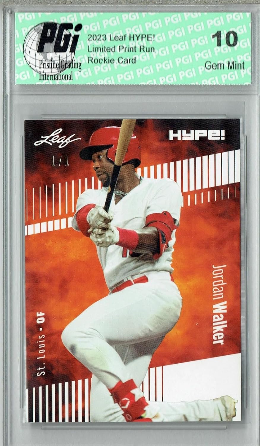 Jordan Walker 2023 Leaf HYPE! #128 Blank Back #1/1 Rookie Card PGI 10 - Baseball Slabbed Rookie Cards