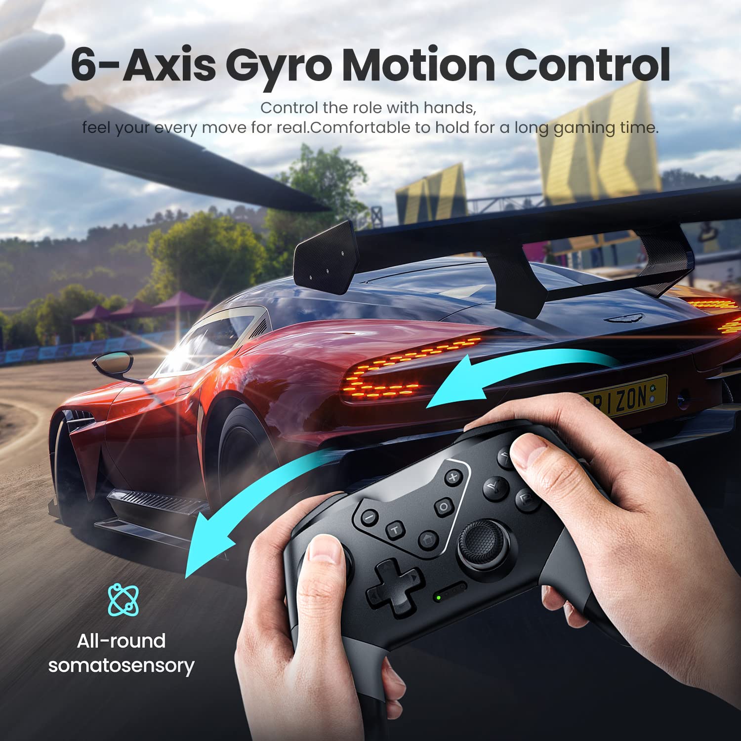 VOYEE Wireless Pro Controller S03 demonstrating 6-Axis Gyro Motion Control