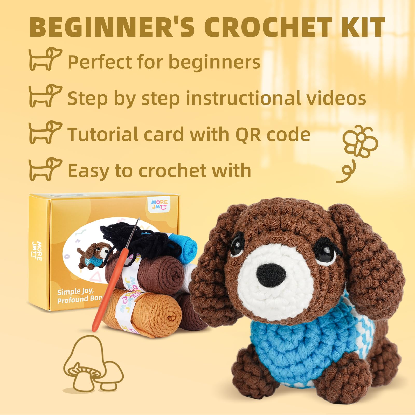 Beginner Crochet Kit - Sausage Dog Doll -6