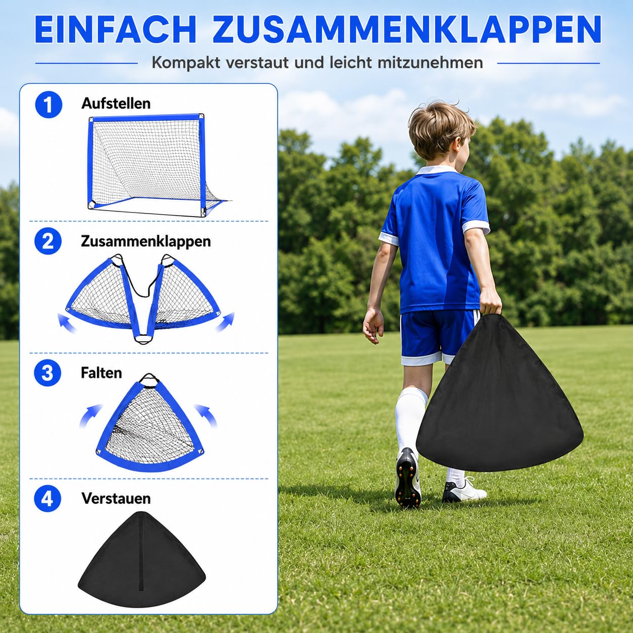 Fussballtore für Garten Kinder, 2-in-1 Fussballtor Outdoor mit Trainingsnetz, Fußballtor Kinder Trainingsset für Eltern-Kind-Bindung, Familieninteraktion
