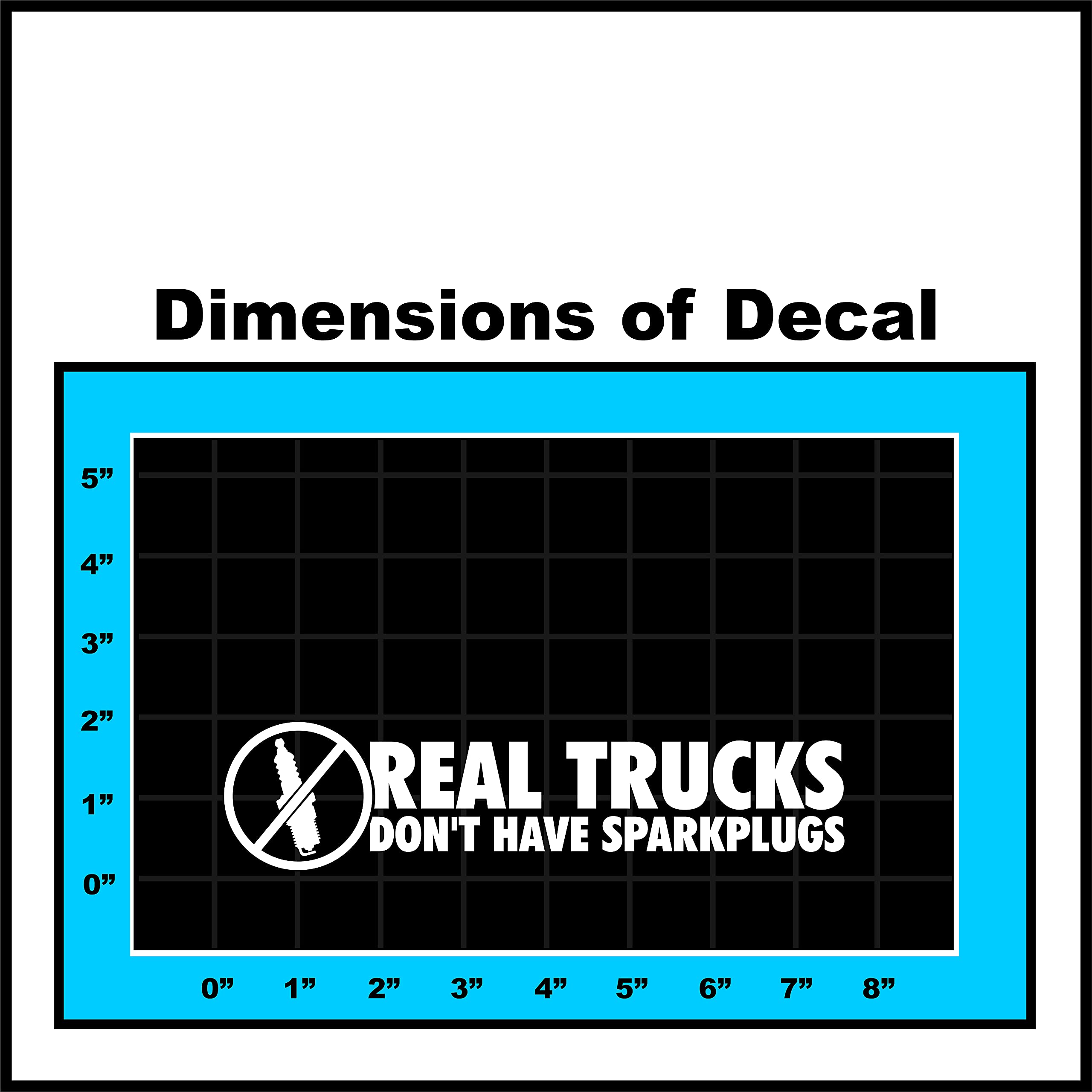 Sticker Connection | Real Trucks Don't Have Sparkplugs | Bumper Sticker Decal for Diesel Car, Truck, Window, Laptop | 2
