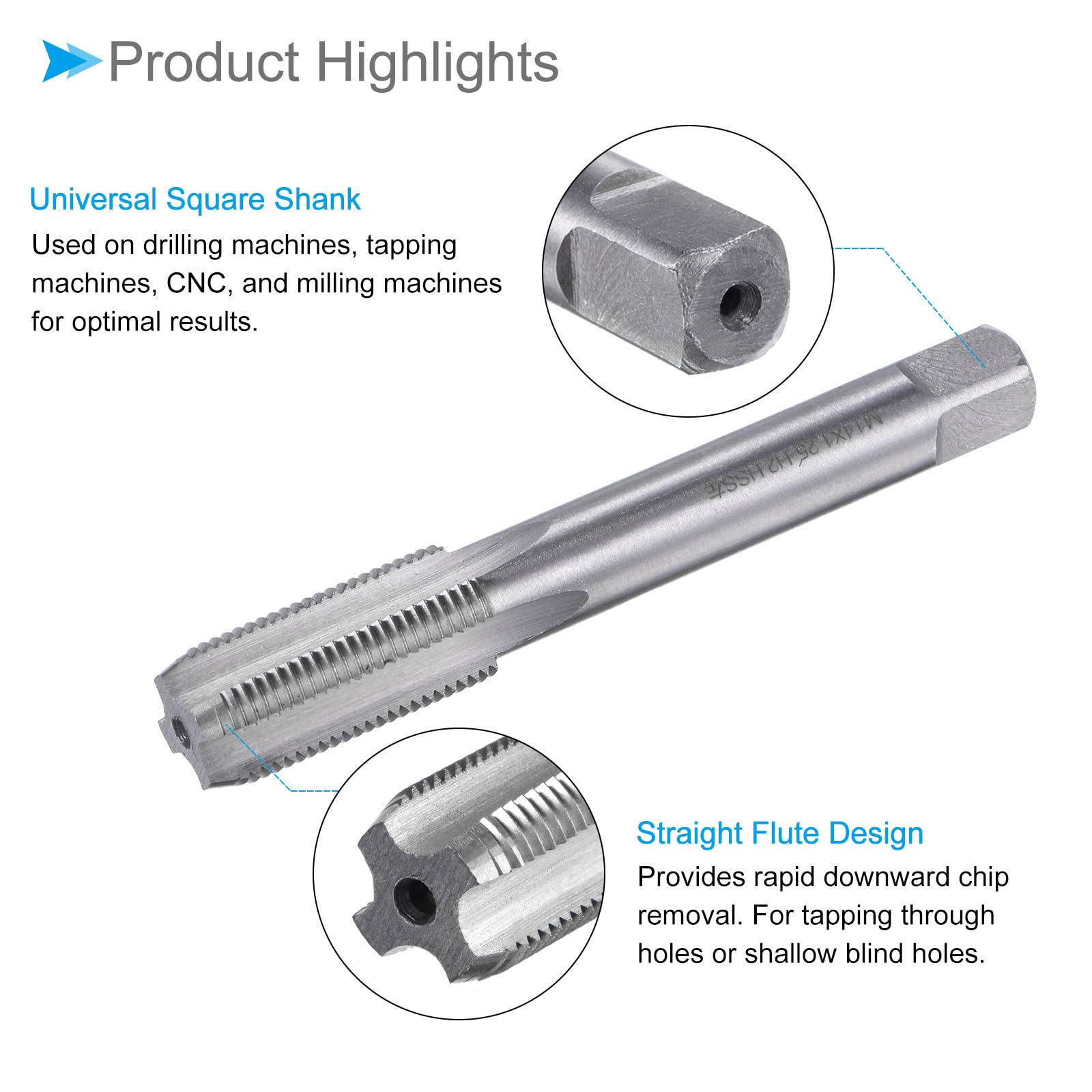 CoCud Thread Milling Threading Tap, M14 x 1.25 Thread Size 4 Flute, High Speed Steel Metric Left Thread Repair Tool - Image 4