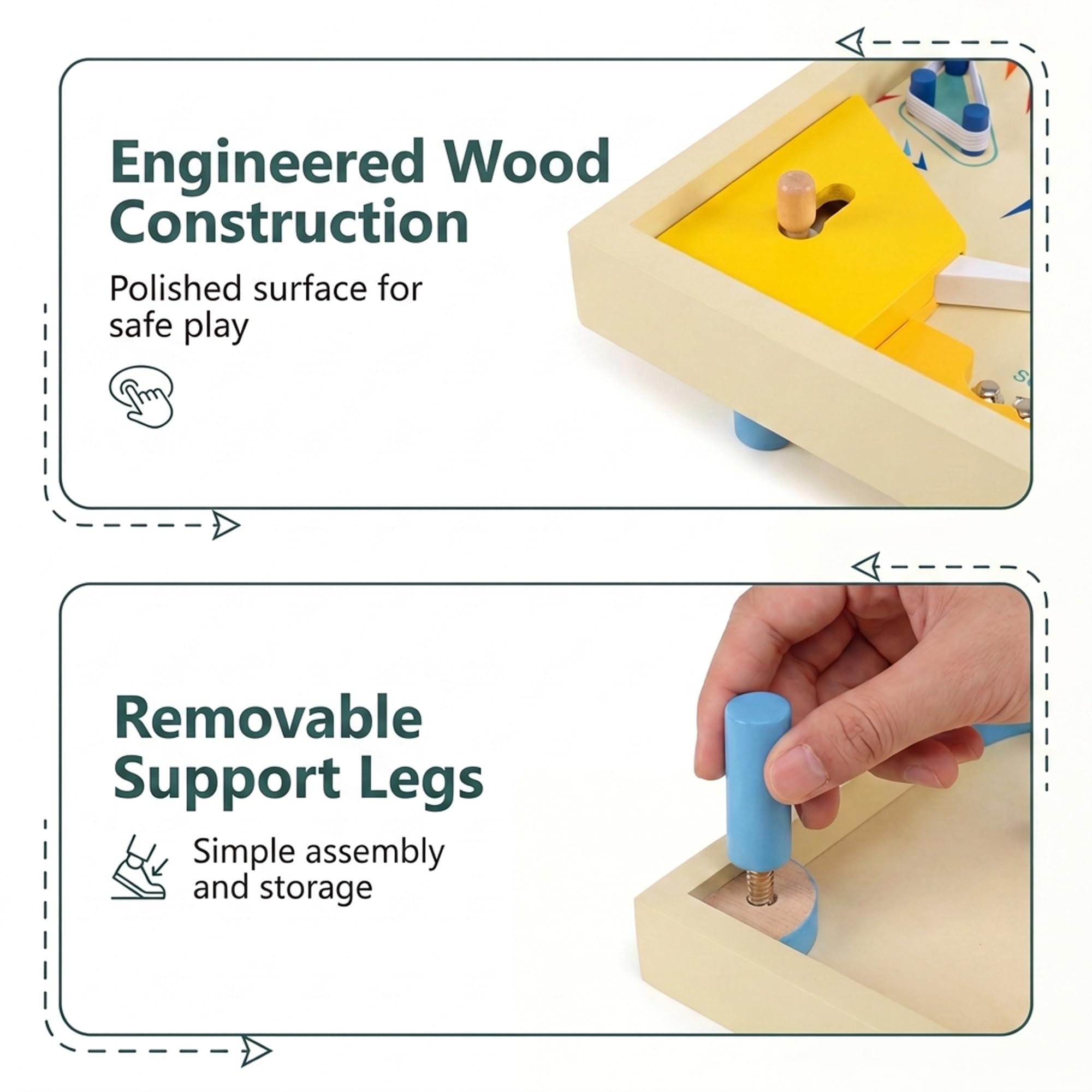 GOPLUS Flipper en Bois, Jeu de Société Enfant avec Piste Rotative & Score, Lanceur à Ressort, 2 Palettes, 3 Billes Métal, Pieds Amovibles, Développe Compétences Motrices pour Famille/Fêtes 6 Ans+