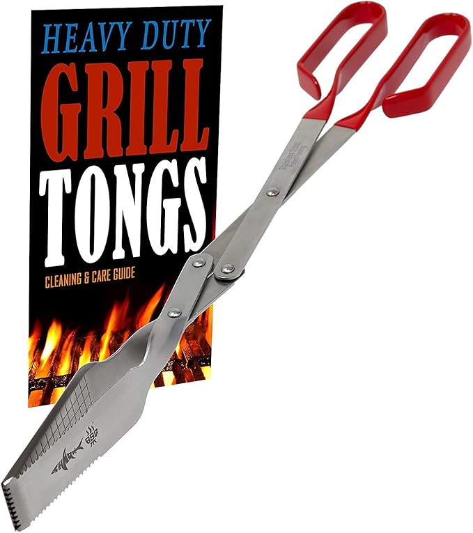 Grill Tongs Extra Long Barbecue Grilling Tong w Red