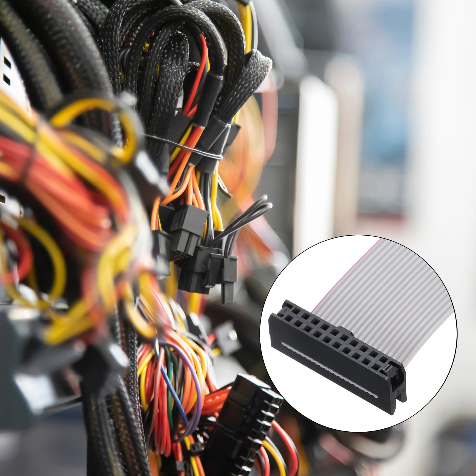 sourcing map IDC - Cavo piatto a nastro, 20 pin, passo 2 mm, lunghezza 10 cm, da FC a FC doppio femmina, cavo a nastro piatto per elettronica industriale, grigio