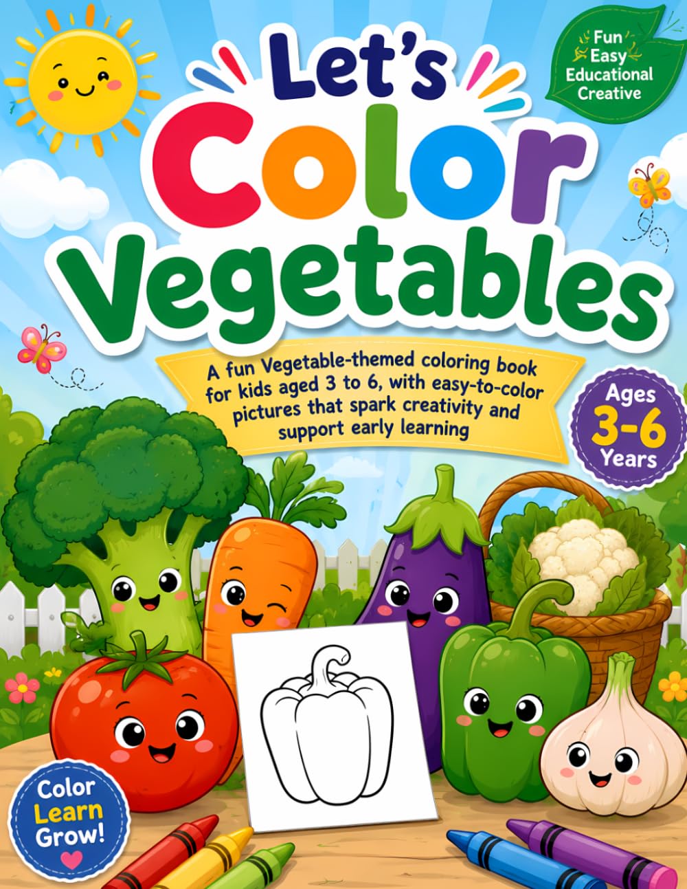 Let’s Color Vegetables: Fun & Easy Vegetable Coloring Book for Kids Ages 3–6 | Cute and Simple Veggie Pages for Toddlers, Preschoolers & Early Learners