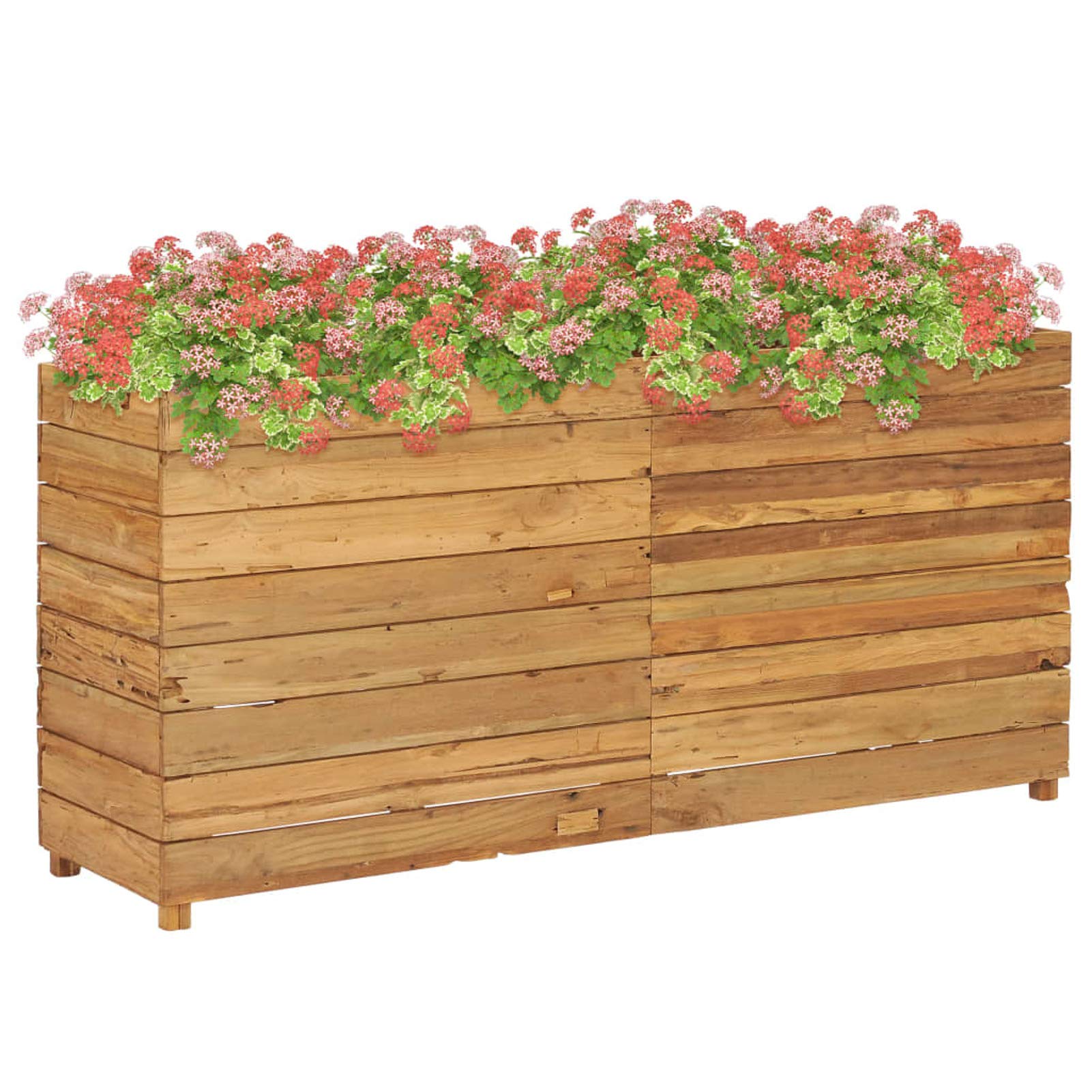 ShCuShan Raised Bed 150 x 40 x 72 cm Solid Wood Teak and Steel Balcony Planter Raised Garden Beds