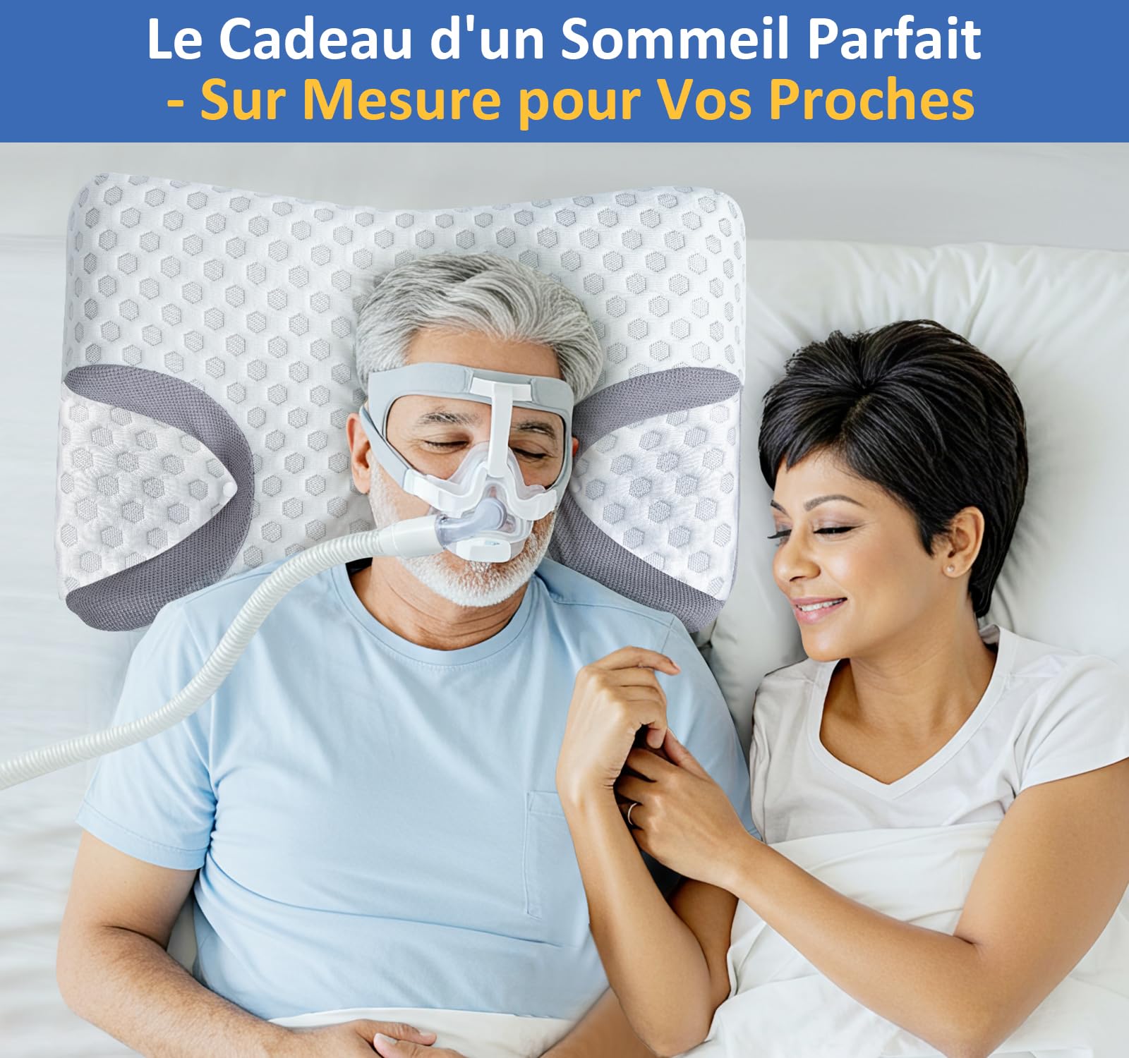 CPAP Oreiller Cervical Memory Foam, Oreiller Orthopédique Ergonomique, Oreiller Contre l'apnée du Sommeil, Parfait pour Tous Les utilisateurs de Masques CPAP