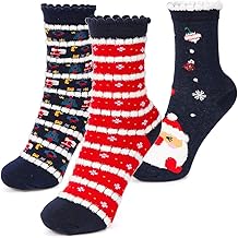 3 Pairs of Christmas Socks, Christmas Socks, Cuddly Socks, Christmas House Socks, Cuddly Fluffy Socks, Birthday Gift for Women, Christmas Decoration