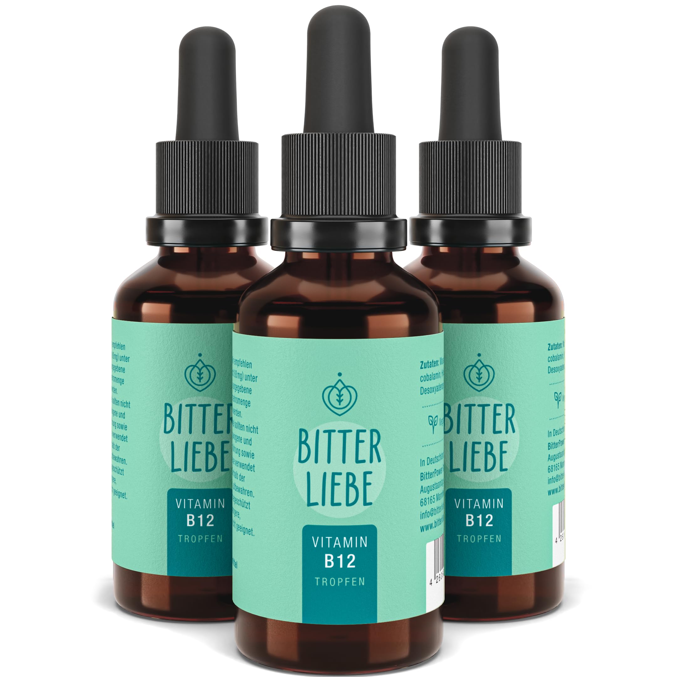 BitterLiebe - Vitamin B12 Tropfen hochdosiert - 500µg B12 pro Tagesdosis - doppelt aktiv mit Methylcobalamin und Adenosylcobalamin - unterstützt die Blutbildung und das Nervensystem (3)