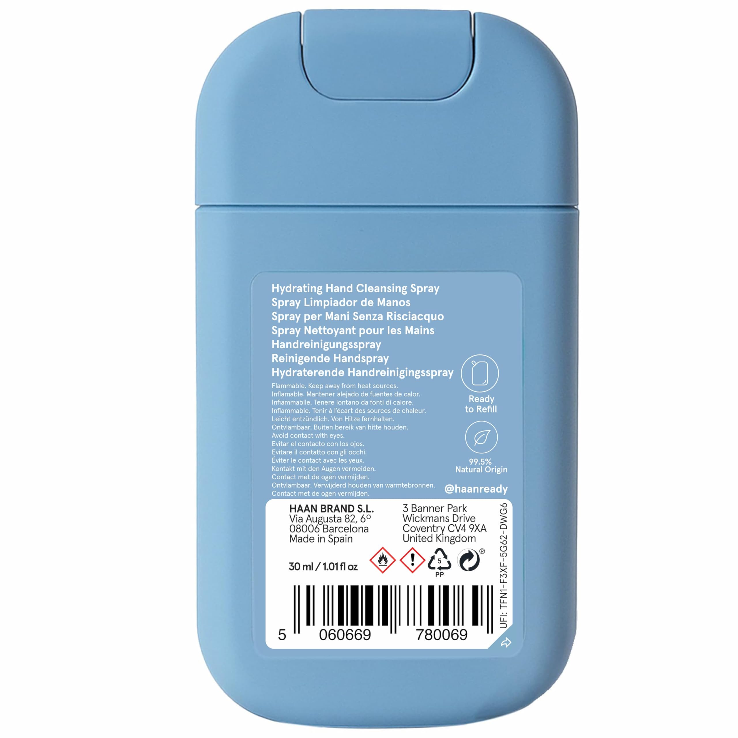 HAAN Espray hidratante para manos aloe vera pack 3 30ml