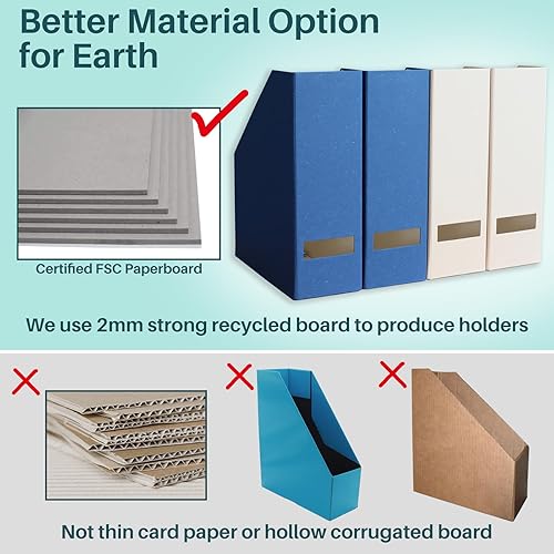 Miniatura 4 de LifeSto Soporte para revistas, organizador de archivos y escritorio, organizador de libros de cartón y caja de almacenamiento para documentos,