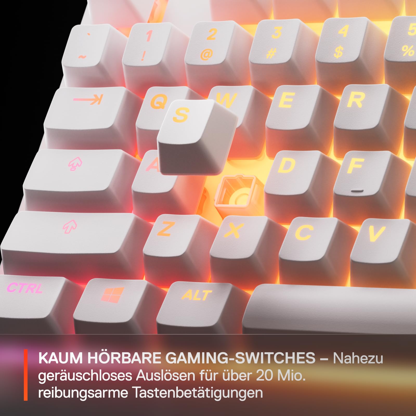SteelSeries Apex 3 TKL White RGB Gaming-Tastatur – Kompakter Tenkeyless-Formfaktor – 8-Zonen-RGB-Beleuchtung – Wasser- und Staubresistenz – Flüsterleise Gaming-Switches - DE Layout QWERTZ – Bild 5