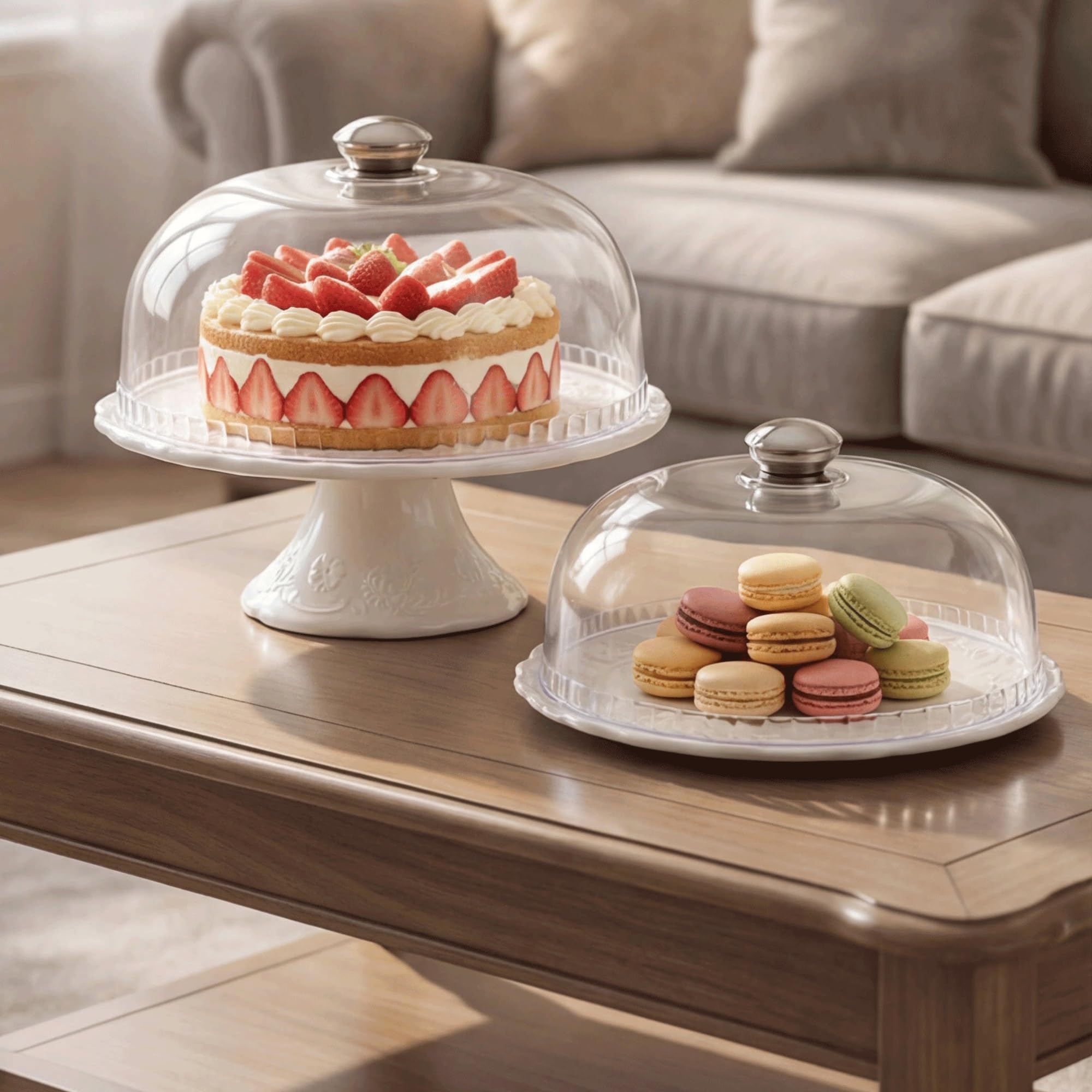 Thé de l'après-midi Présentoirs à gâteaux équipés de cache-poussière