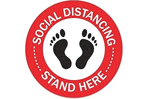 XJF Social Distancing Floor Decals, Pack of 5, 6.75" Round Floor Decal...