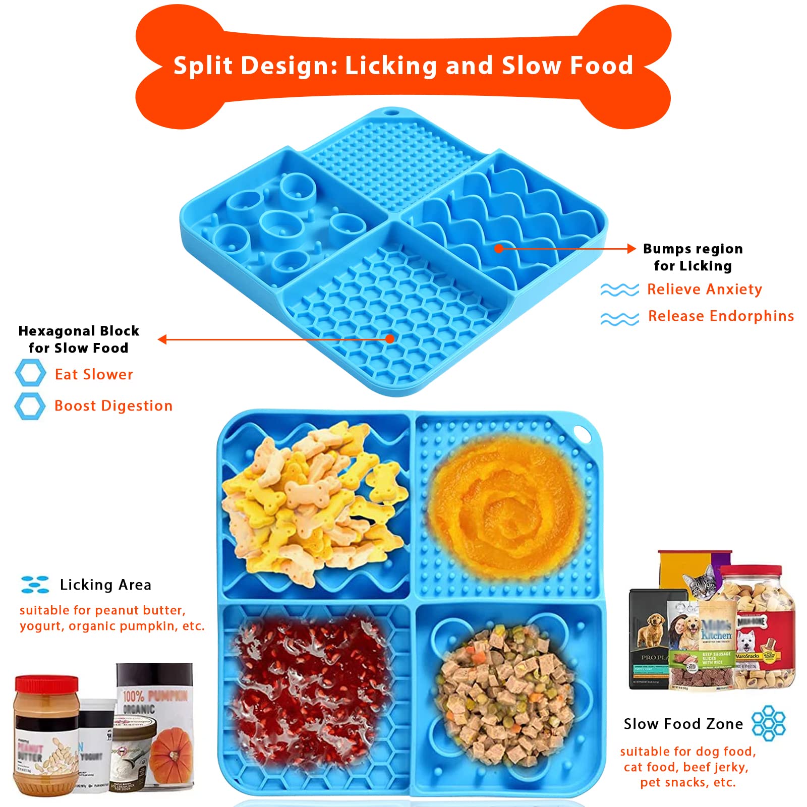 Alfombrilla Para Lamer Perros Y Gatos Eiito | Con Ventosas | Sin BPA | Apta Lavavajillas | Para Alimentación Lenta Y Baño