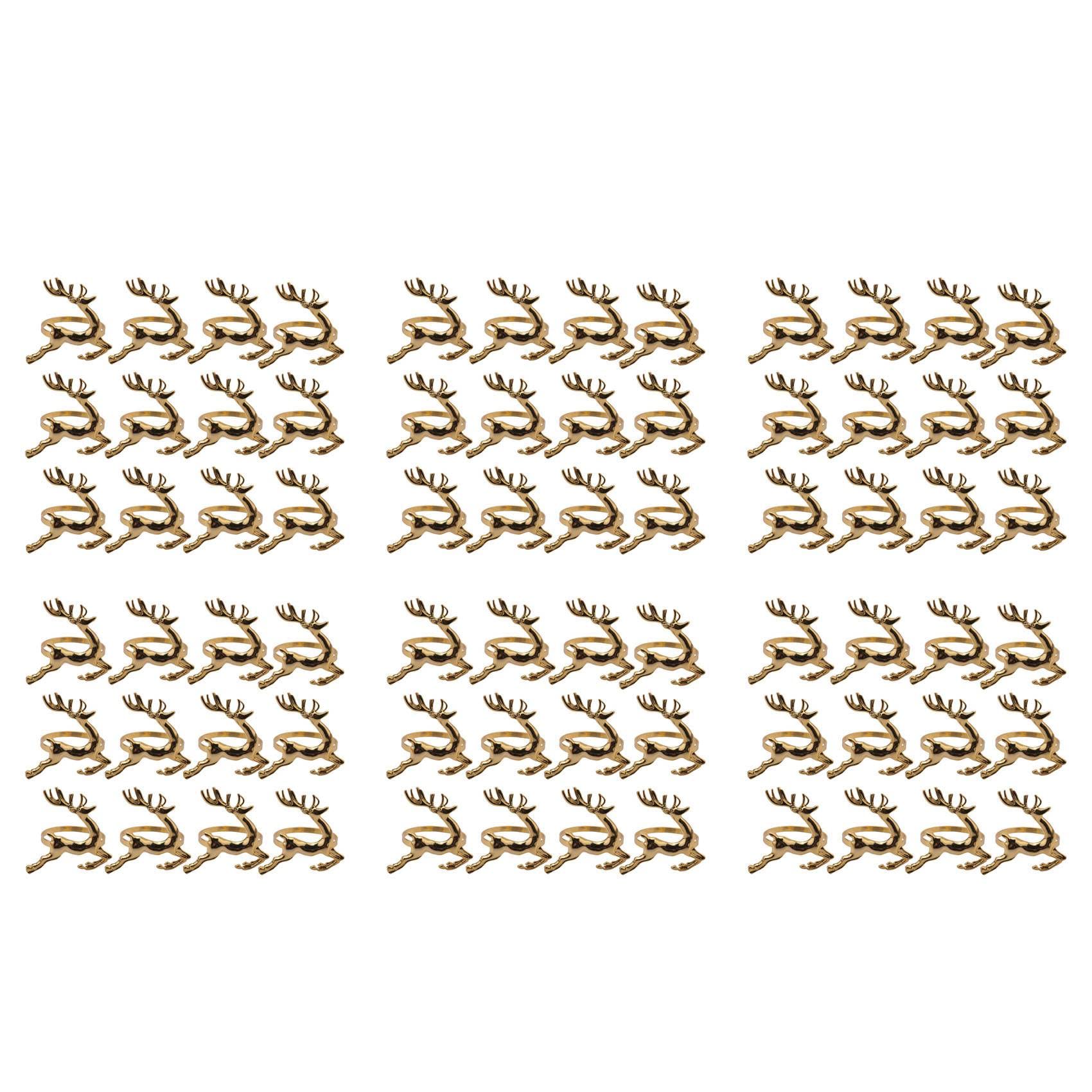 Hndhbfgrt 72Pcs Christmas Deer Napkin Rings Gold Alloy Napkin Buckle Napkin Ring Holder Hotel Restaurant Table Decoration