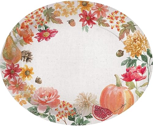 Platos de papel decorativos de Navidad, platos desechables para decoración de otoño, platos florales para fiestas, platos ovalados extra grandes,