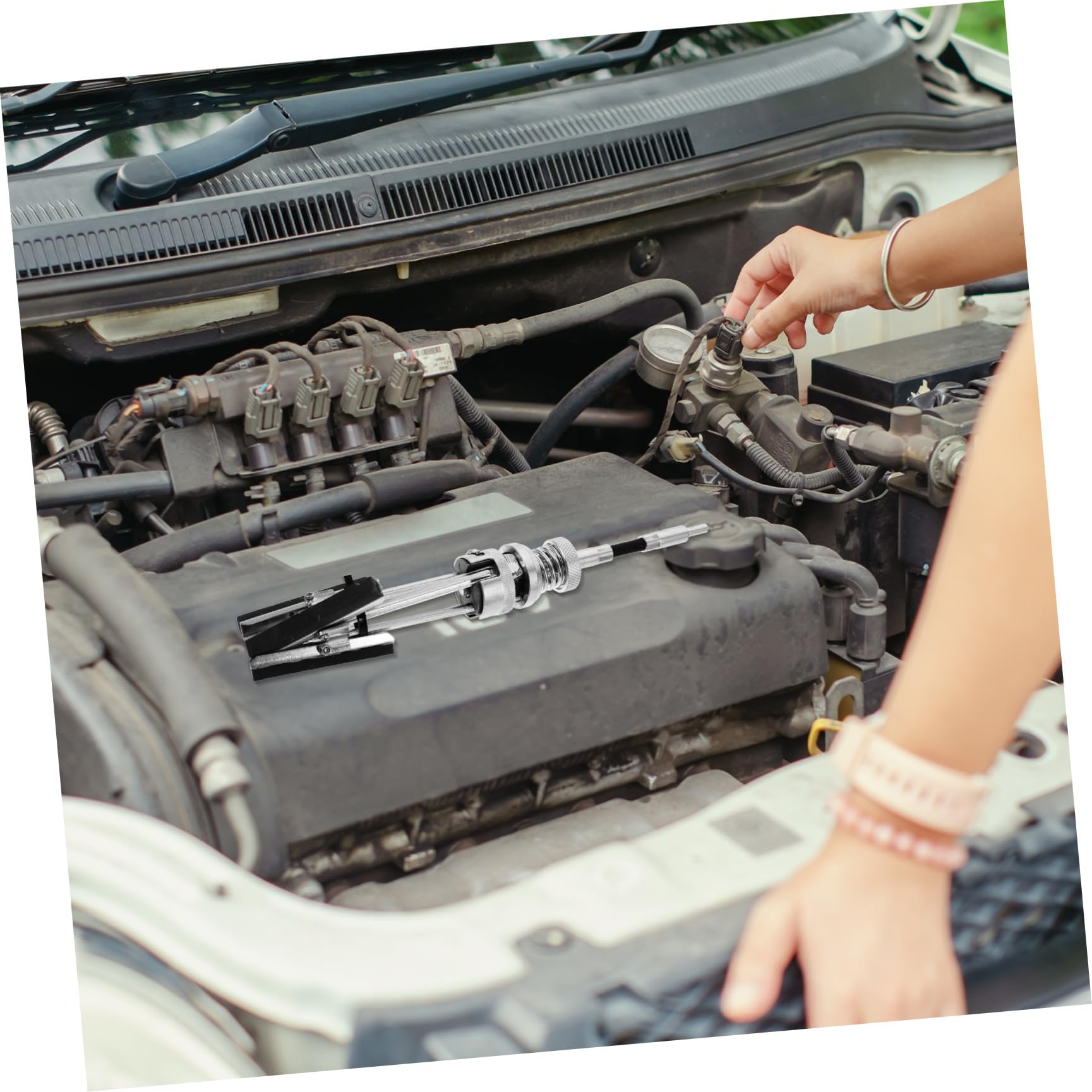 Kichvoe Strumento per Levigatrice Pneumatica a Tre Ganasce in Acciaio Argento Albero Flessibile per Motori Industriali e Autobus, Codice Ht51a01-03