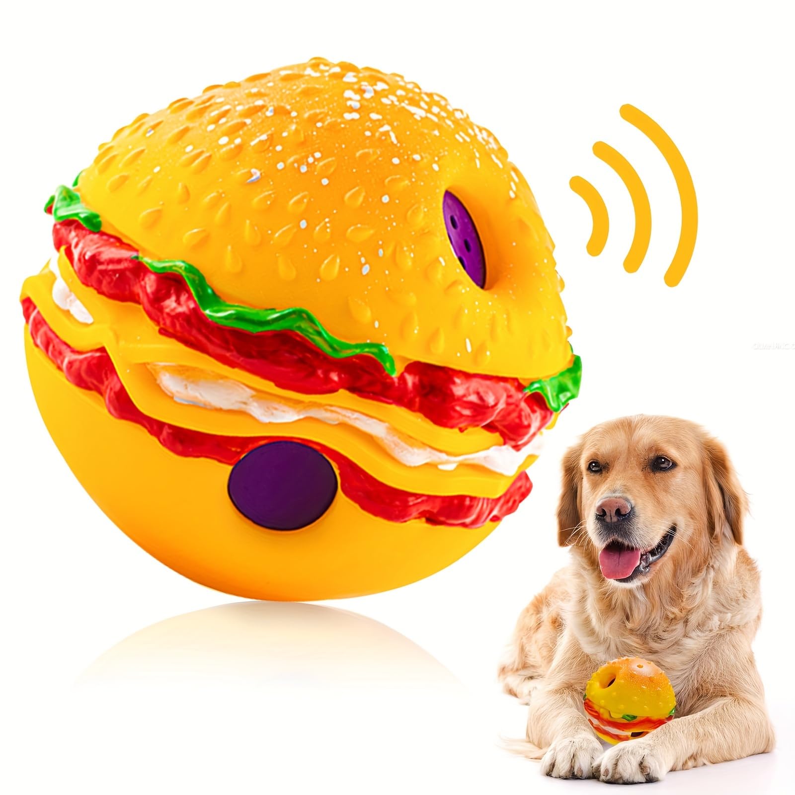 DAFORERAL Pet Voice Ball for Dogs, Interactive Dog Toy Ball for Training Playing, Voice Ball Novelty Hamburger Shape Dog Pet Voice Ball Large Dog Gift