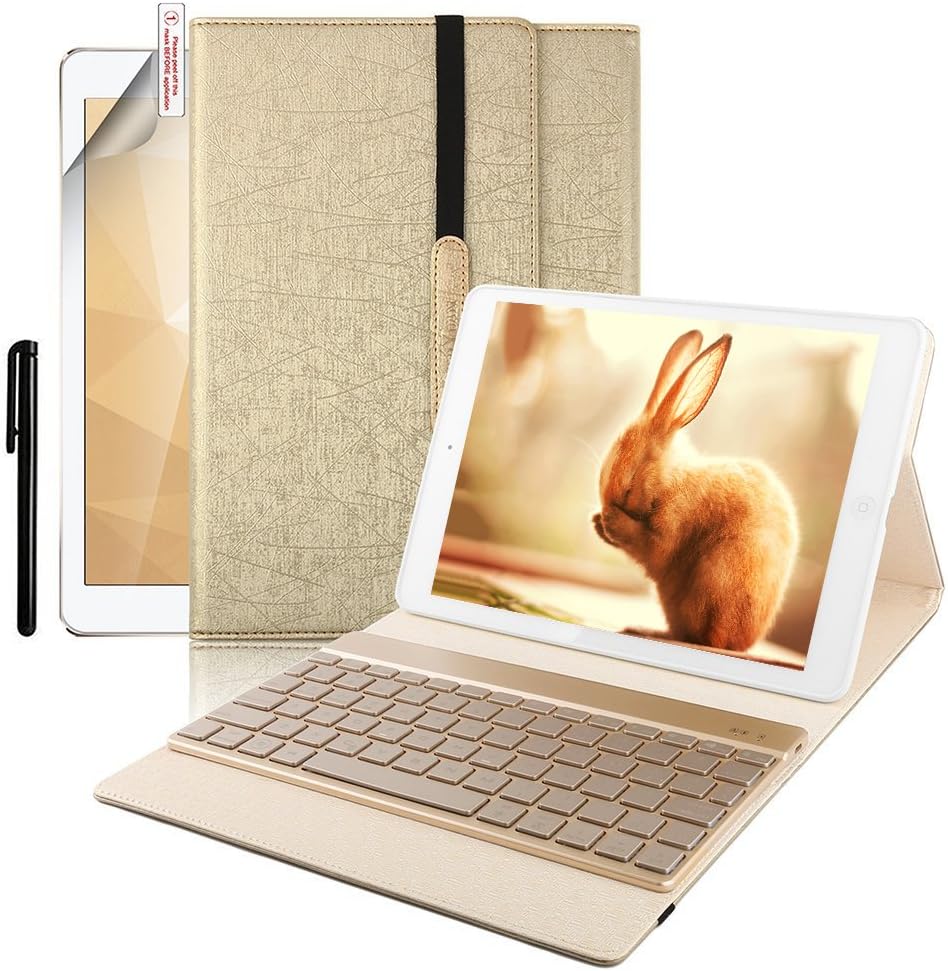 iPad Air 2 Keyboard Case, Boriyuan 7 Colors Backlight Wireless