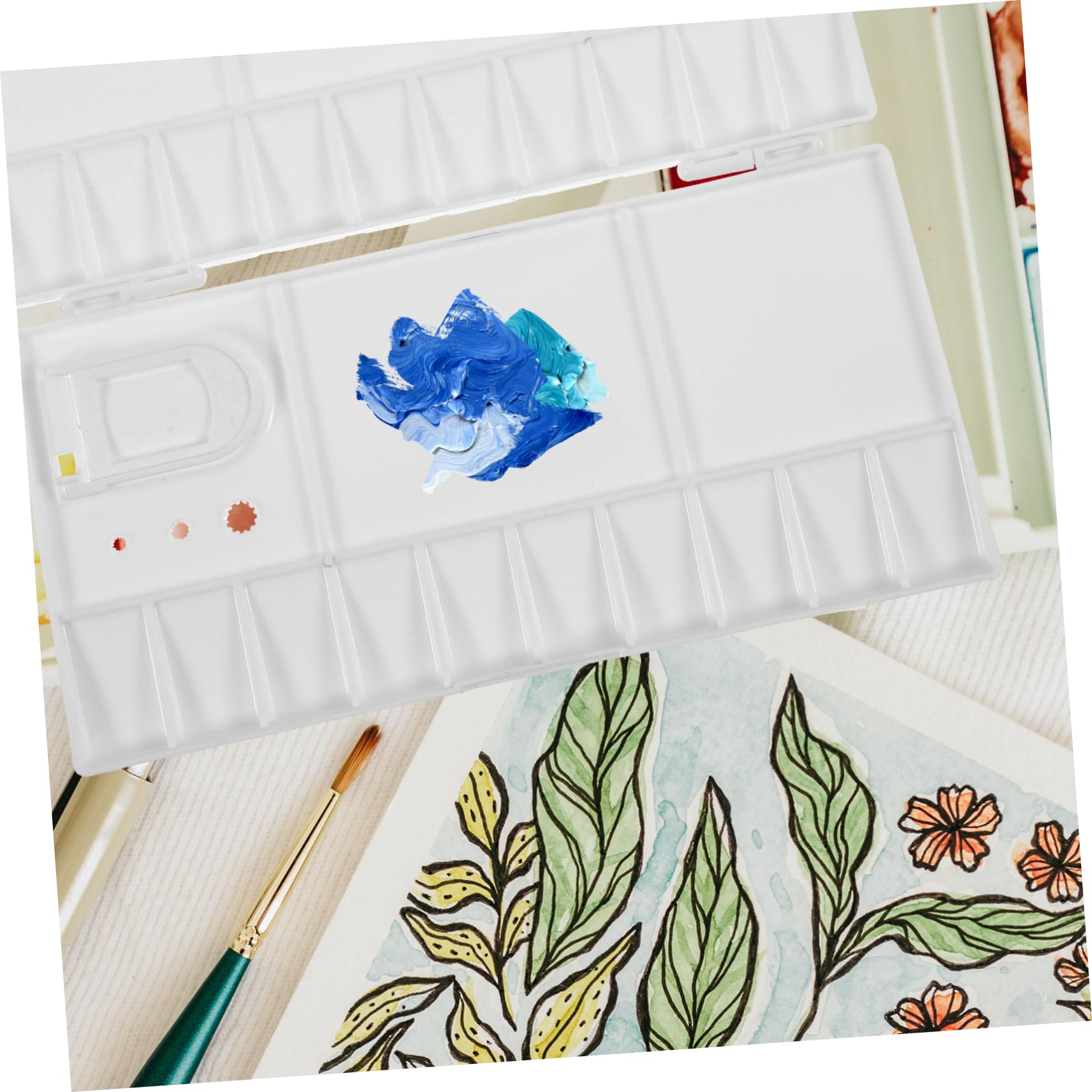 Operitacx Box Acrylic Paint Palette Mixing Painting Tray Compartments Color Cases Color Mixed Plate Watercolor Case for Artist Student Pigment Holder Empty Watercolor Plates Watercolor Trays