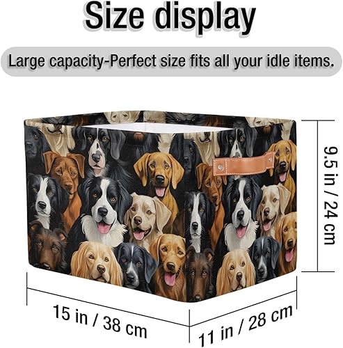 Miniatura 3 de Cesta de almacenamiento para perros y cachorros, cubos de almacenamiento de lona plegable para perros, cesta organizadora de juguetes impermeable