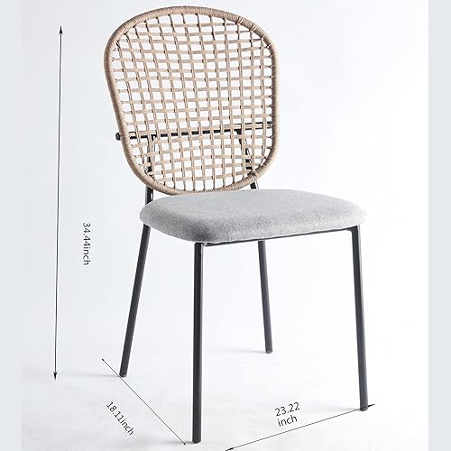 Miniatura 2 de pouseayar Juego de 4 sillas de comedor sillas de cocina de estilo moderno silla Sennit cómoda con respaldo suave silla lateral para cocina comedor