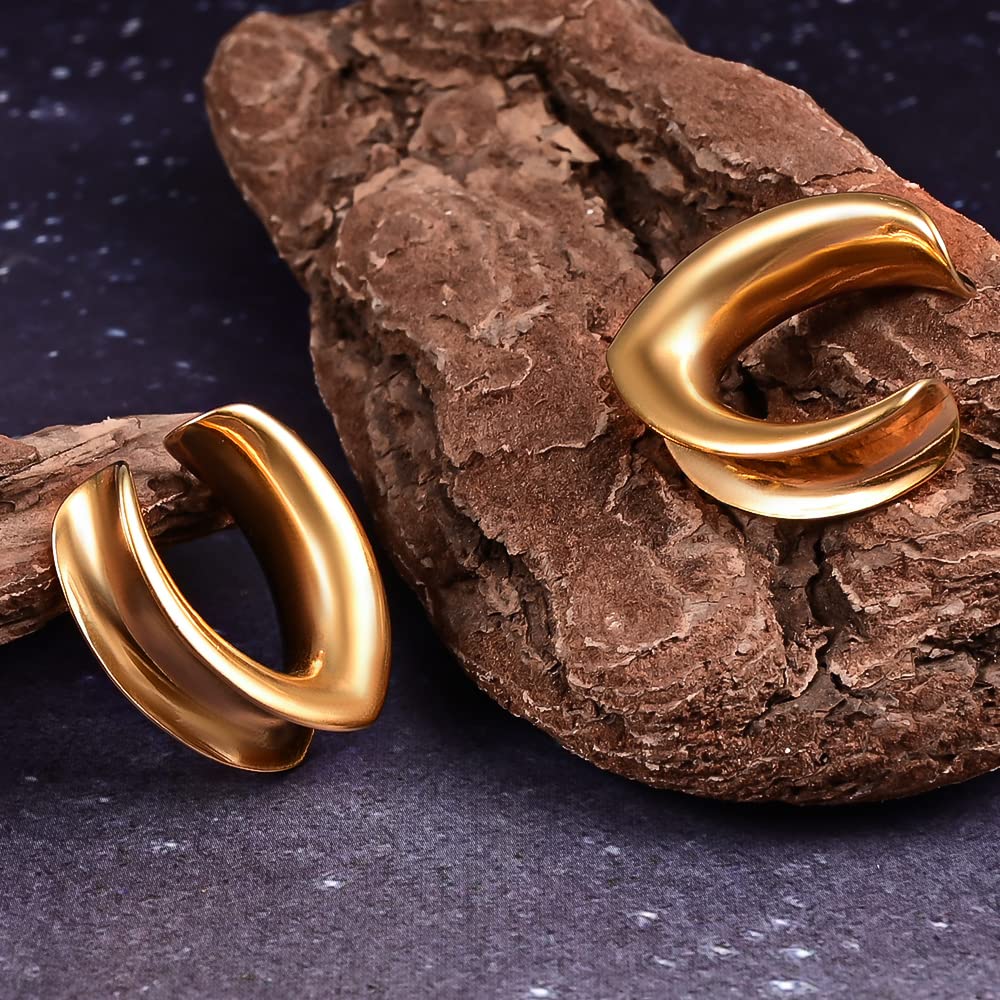 Vankula Dilatatori Lobo Sella tunnel dilatatore orecchie in Acciaio inossidabile lobi piercing espansori Gioielli Uomo Donna 6mm a 25mm