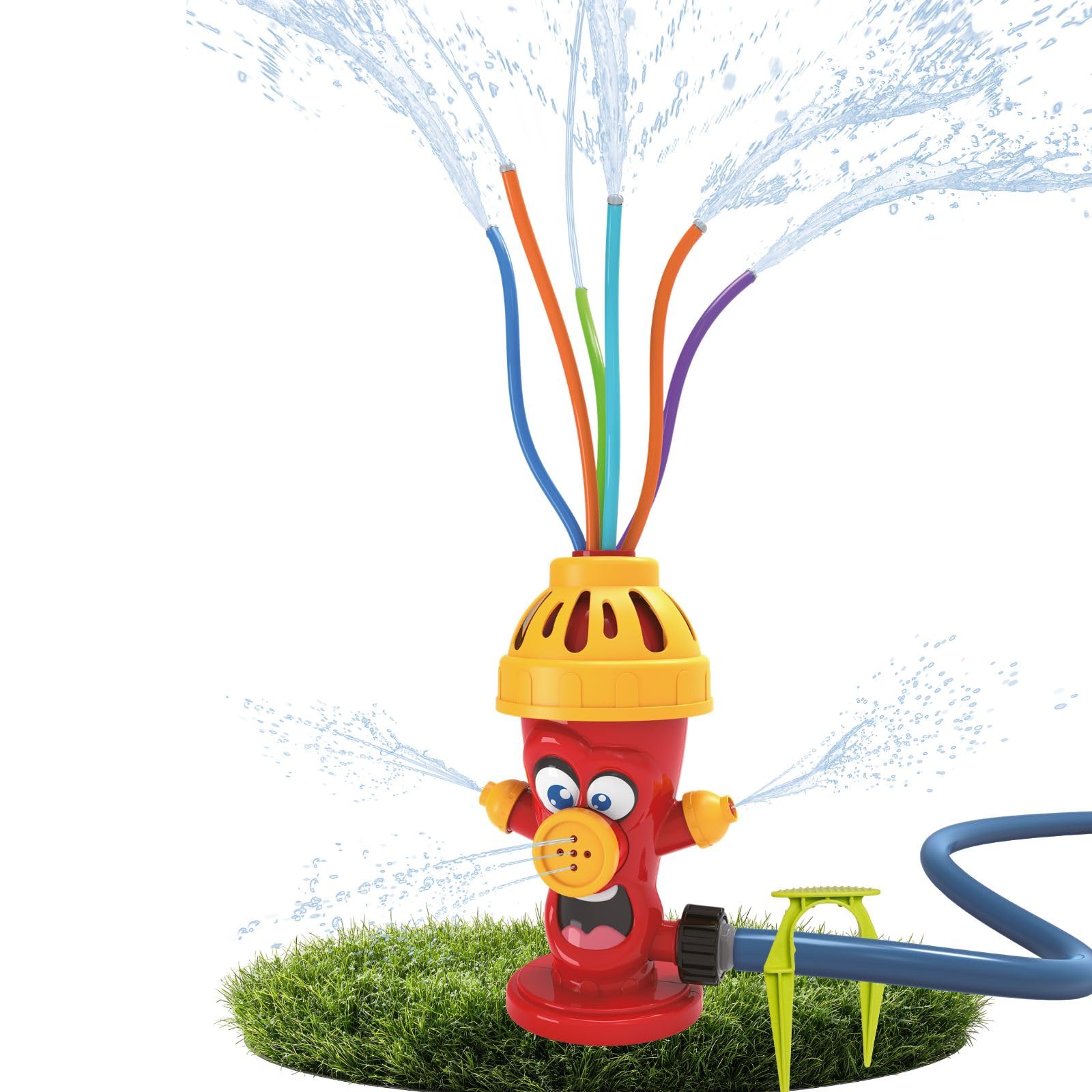 alldoro 60215 Hydrant zraszacz wodny, dla dzieci od 3 lat, z wężami rozpryskującymi wodę, kolorowy, 13,5 x 9,5 x 22,5 cm, czerwony