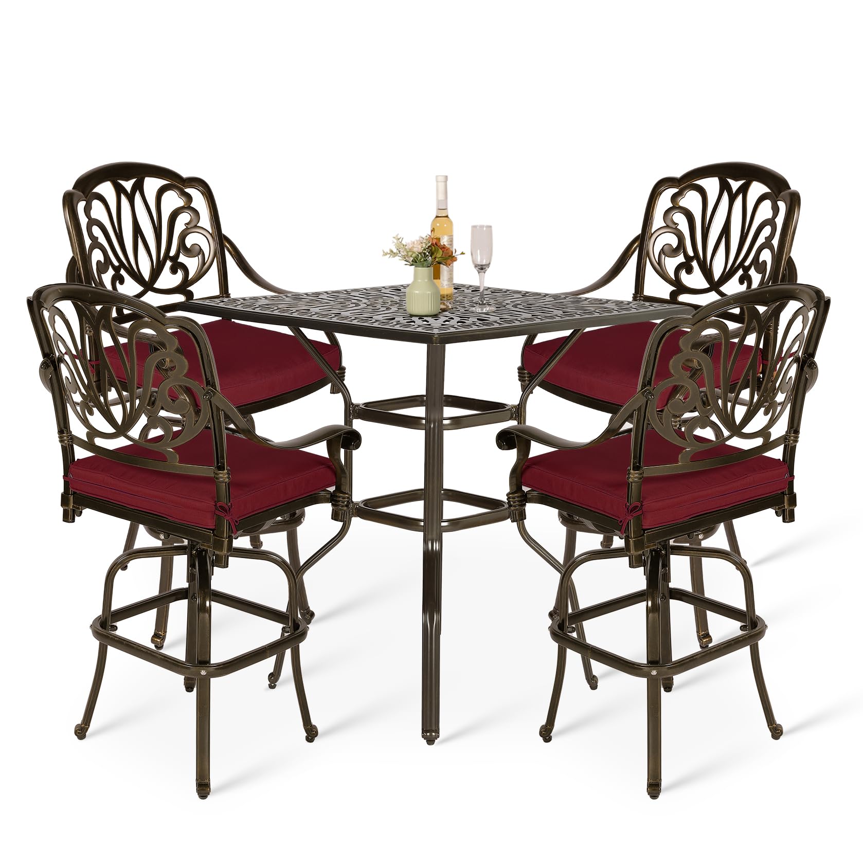 VIVIJASON 5-Piece High Patio Bar Dining Set