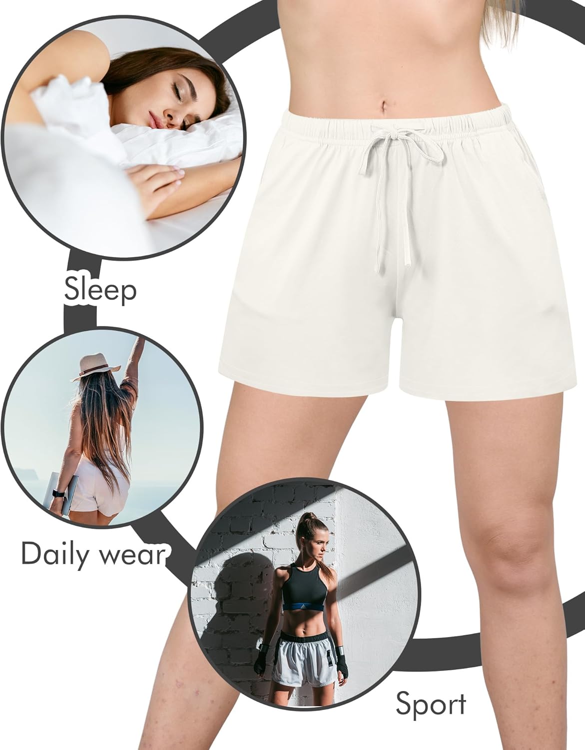 Chuarry 6 Pack Women Pajama Short Soft Comfy Lounge Short Sleep Shorts Bottom with Pockets - Image 4