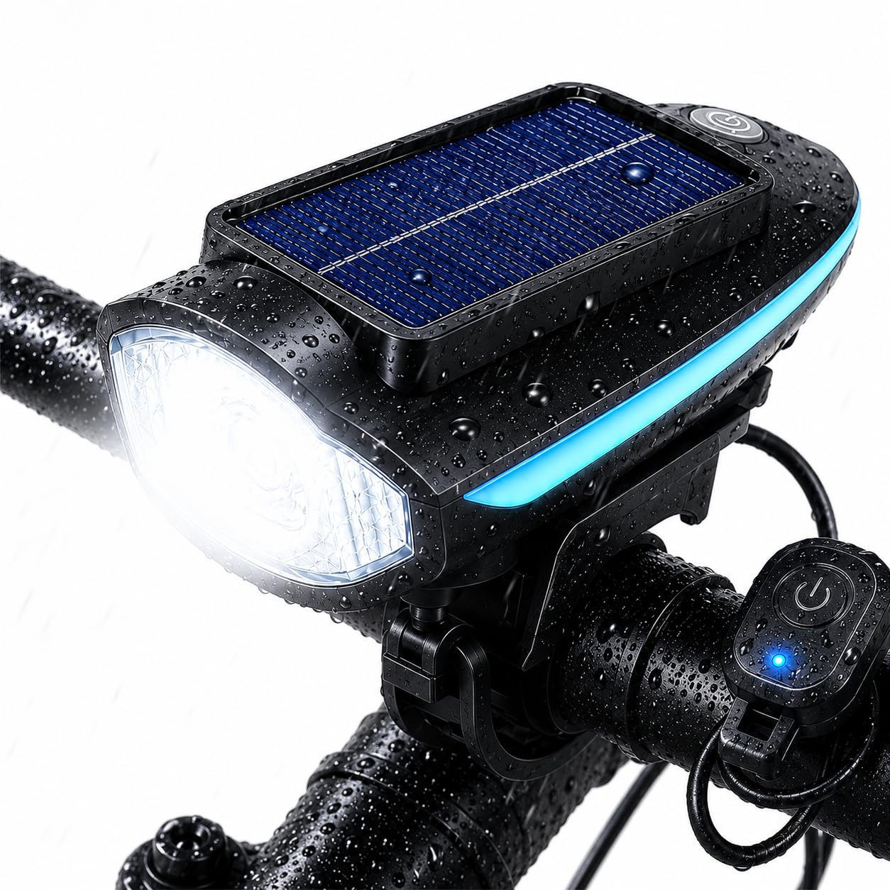 Solar Bike Light 1000Lumen 3 Lighting Modes, IPX5 Waterproof Bicycle Headlight, USB Rechargeable LED Cycle Light for Night Riding & Emergency Use-image-16